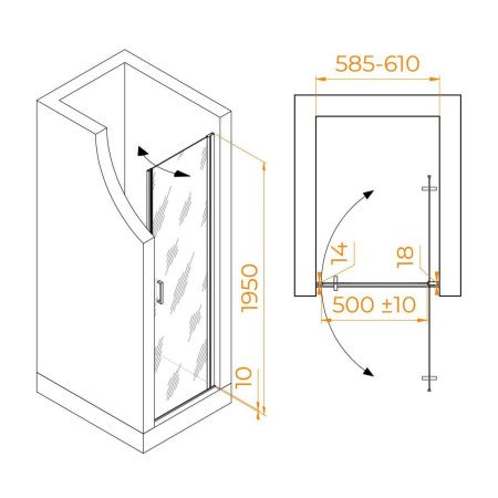 Душевая дверь RGW Leipzig 351200306-210 60х195 стекло матовое профиль сатин