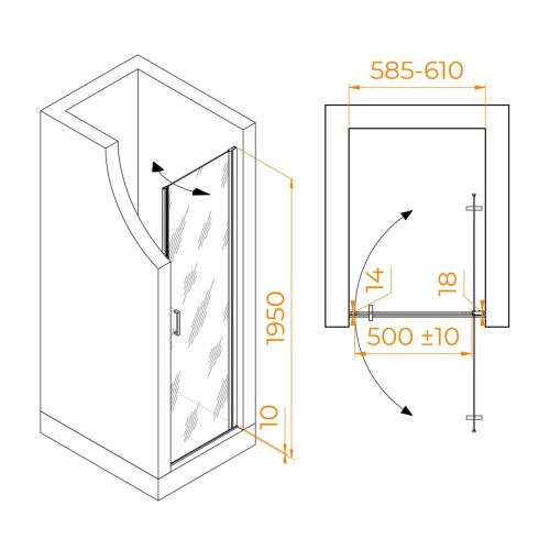 Душевая дверь RGW Leipzig 351200306-21 60х195 стекло матовое профиль хром - фото 2