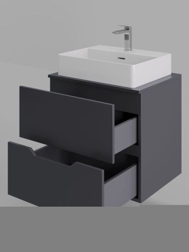 Тумба с раковиной Orange Line Li-60TugMDF+B04-500W 60х50 подвесная цвет черный - фото 4