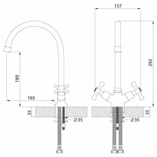 Смеситель для кухни Rossinka H H02-72R на мойку хром - фото 2