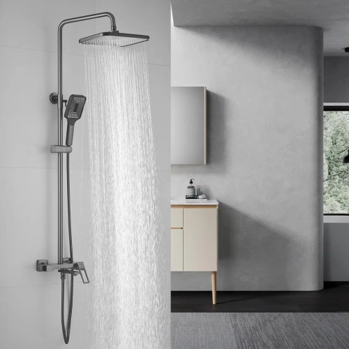 Душевая стойка Shevanik S6836T настенная цвет оружейная сталь - фото 4