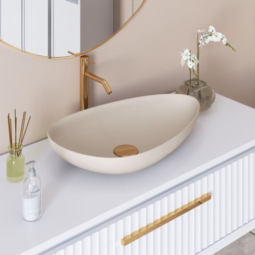 Раковина из сантехнического фарфора Ambassador Kingston 146T20401 60х40 накладная цвет бежевый без отверстий под смеситель - фото 2