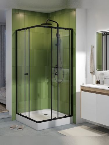 Душевой уголок Teymi Helmi T00604 90х90 стекло прозрачное профиль черный с поддоном - фото 3