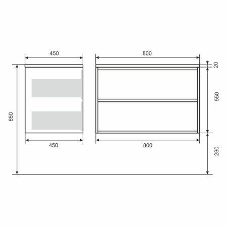 Тумба под раковину Uperwood Next Premium 3930205155 80х50 подвесная цвет серый/белый