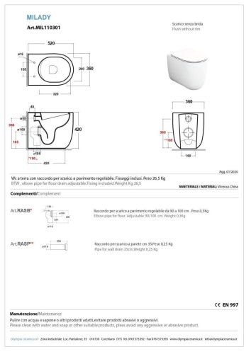Чаша унитаза приставная Olympia Milady MIL110323 цвет черный без сиденья безободковая - фото 2