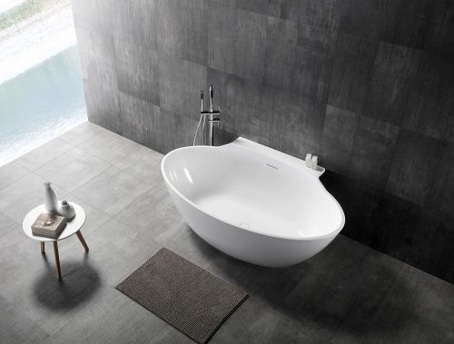 Ванна акриловая Abber AB9237 170х105 пристенная овальная с каркасом - фото 2