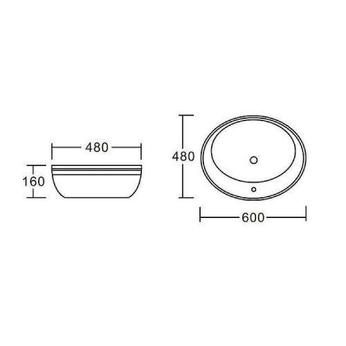 Раковина из сантехнического фаянса CeramaLux 3573 60х50 накладная цвет белый 1 отверстие под смеситель - фото 3