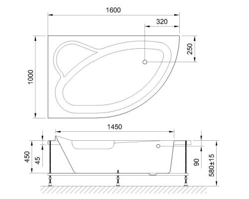 Ванна акриловая гидромассажная Royal Bath ALPINE RB819101DL-L 160х100 пристенная асимметричная с каркасом - фото 2