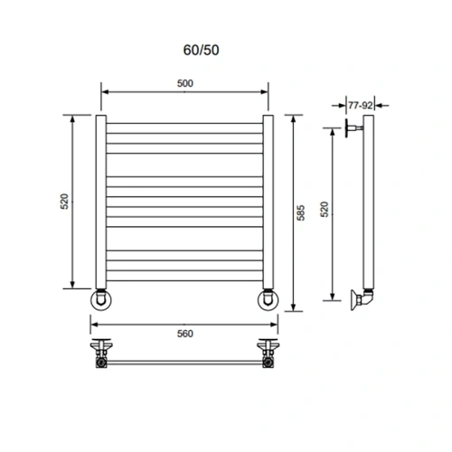 Полотенцесушитель водяной Veconi Vero-B V6050GR-B 50х60 серый - фото 3