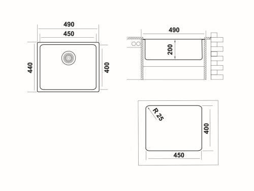 Кухонная мойка Ukinox Лофт LOB450.400 -GT10P 40х45 цвет нержавеющая сталь поверхность брашированная - фото 3