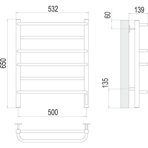 Полотенцесушитель электрический Terminus 4670078531278 55х65 хром - фото 3