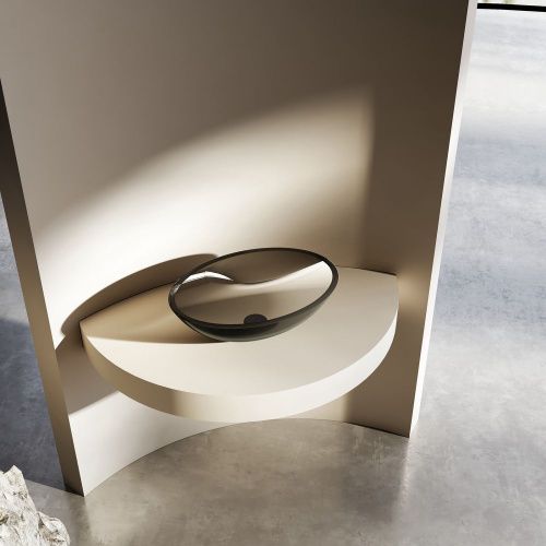 Раковина из полиэфирной смолы Abber KRISTALL AT2802Onyx 50х40 накладная цвет черный без отверстий под смеситель - фото 2