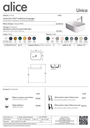 Раковина керамическая Alice Unica 32190108 50х40 накладная цвет черный без отверстий под смеситель - фото 5