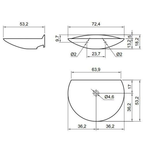 Раковина из искусственного камня Antonio Lupi Venere VENERE Bianco/cr 40 см подвесная цвет белый без отверстий под смеситель - фото 2