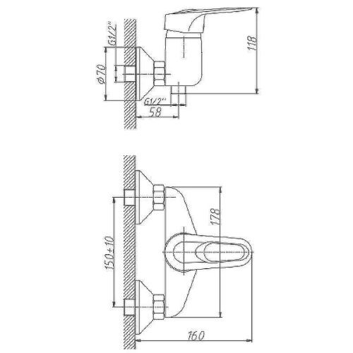 Смеситель для ванны и душа Haiba HB04 HB2004 настенный хром - фото 2