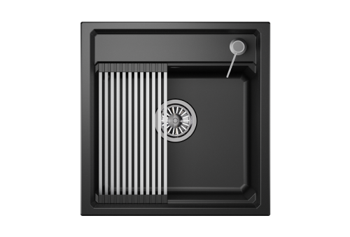 Кухонная мойка Granula Kitchen Space 5002, ШВАРЦ 50х50 цвет черный поверхность матовая - фото 2