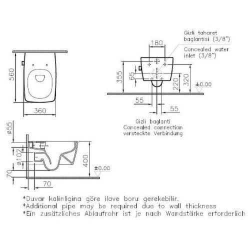 Чаша унитаза подвесная Vitra Metropole 7672B003-1684 цвет белый без сиденья безободковая каскадный смыв - фото 3