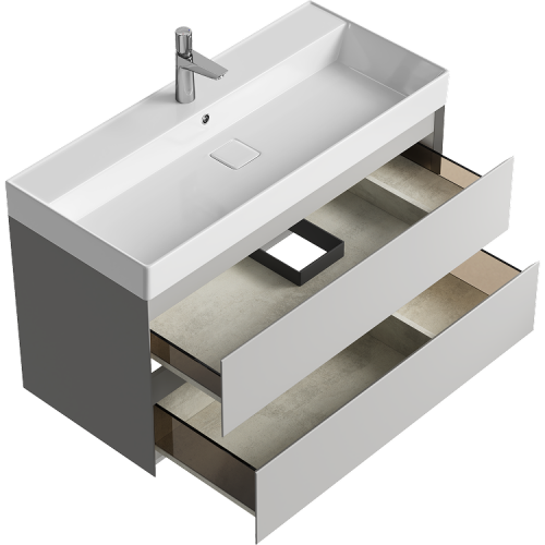 Тумба под раковину Aqwella Y GE01102ST 100х50 подвесная цвет серый - фото 2