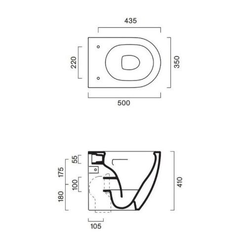 Чаша унитаза приставная Catalano Sfera 512500001 цвет белый без сиденья безободковая смыв торнадо - фото 2