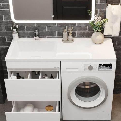 Раковина из искусственного камня Onika Kamilla ФЦ-00001871 120х50 накладная цвет белый 1 отверстие под смеситель - фото 2