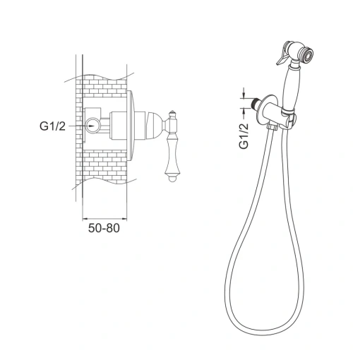 Гигиенический душ со смесителем Rose R0105Q бронза - фото 3