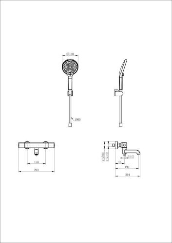 Смеситель для ванны Wonzon & Woghand Stay WW-B2016-A1-MW настенный белый с термостатом - фото 2