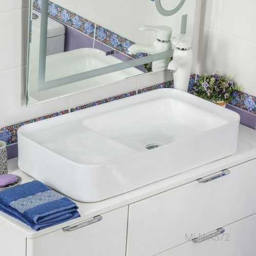 Раковина из сантехнического фарфора Melana A572-805 80х40 накладная цвет белый без отверстий под смеситель - фото 3