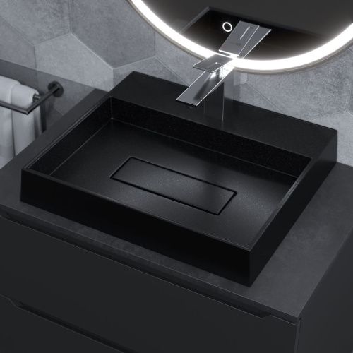 Раковина из искусственного камня Uperwood Tanos Quartz 291030050 50х40 накладная цвет черный - фото 3