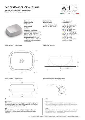 Раковина керамическая White Ceramic Tao W1040701 50х50 накладная цвет белый - фото 4