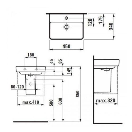 Раковина керамическая Laufen Pro 8.1596.1.000.104.1 50х30 подвесная цвет белый 1 отверстие под смеситель - фото 2