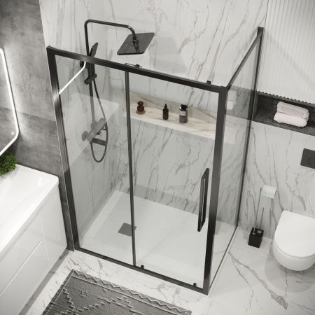 Душевой уголок Grossman Cosmo 120.K33.02.1310.42.00 130х100 стекло прозрачное профиль графит без поддона