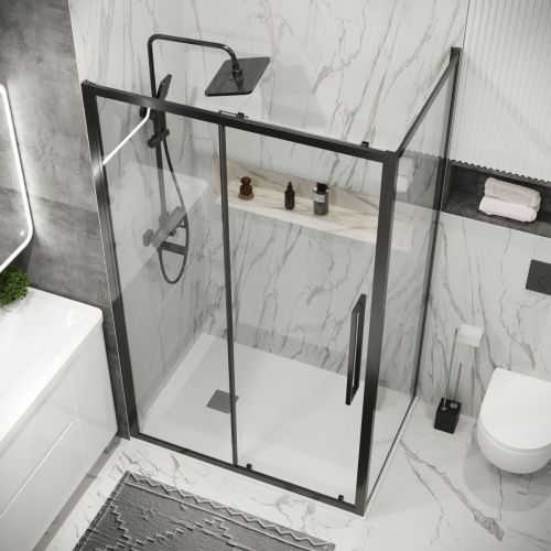 Душевая перегородка Grossman Cosmo 200.K33.02.90.42.00 90х195 стекло прозрачное профиль графит - фото 5