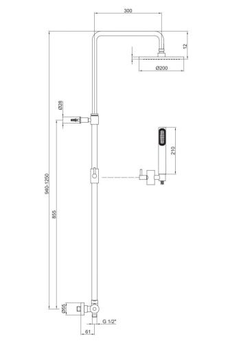 Душевая стойка Fiore 44NN0964 настенная цвет черный - фото 3