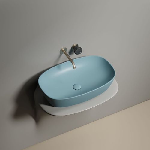 Раковина из сантехнического фарфора Ceramica Nova ELEMENT CN6049MLG 60х40 накладная цвет зеленый без отверстий под смеситель - фото 2