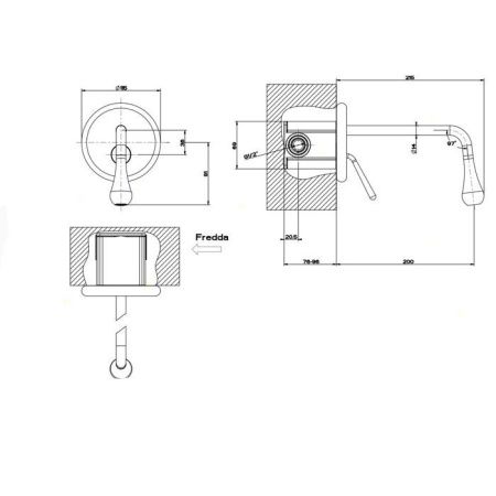 Внутренняя часть встраиваемого однорычажного смесителя для раковины с изливом Gessi Goccia 33687#031