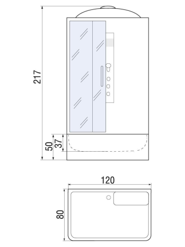 Душевая кабина River VITIM 10000003205 120х80 прямоугольная с крышей ориентация универсальная - фото 2