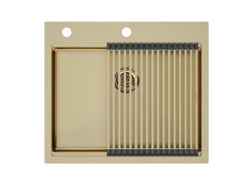 Кухонная мойка Paulmark PM705951-BG+R405-BG 60х50 цвет золото поверхность брашированная