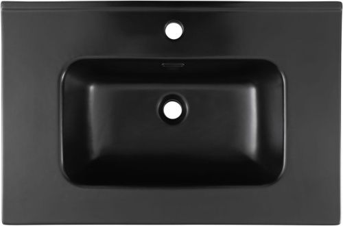 Раковина керамическая Aquanet Flat 00329254 70х50 полувстраиваемая цвет черный 1 отверстие под смеситель - фото 2