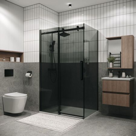 Боковая стенка Grossman Classic 200.K33.04.100.21.10 100х195 стекло тонированное профиль черный