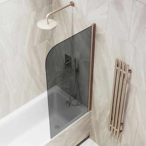 Душевая шторка на ванну Maybah Glass MGV-623-2 80х140 стекло тонированное профиль бронза ориентация универсальная - фото 4