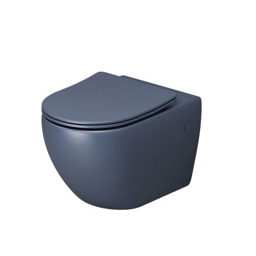 Унитаз подвесной Grossman Color GR-4411BLMS синий с сиденьем безободковый каскадный смыв