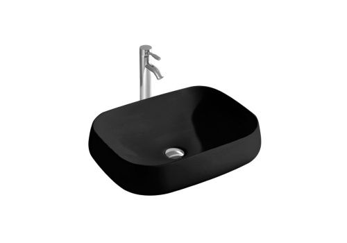 Раковина из сантехнического фарфора Aquatek AQ5526-MB 60х40 накладная цвет черный без отверстий под смеситель