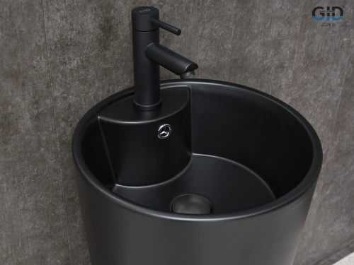 Раковина керамическая Gid Autonomo 81120 40х40 напольная цвет черный матовый 1 отверстие под смеситель - фото 4