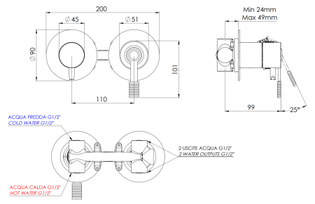 Смеситель для душа Remer Atelier AL92ZPXV встраиваемый в стену нержавеющая сталь
