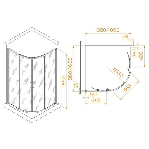 Душевой уголок RGW Passage 03085200-11 100х100 стекло прозрачное профиль хром без поддона - фото 2