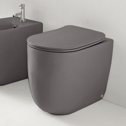 Чаша унитаза приставная Kerasan Nolita 531889 цвет сталь матовая без сиденья безободковая каскадный смыв