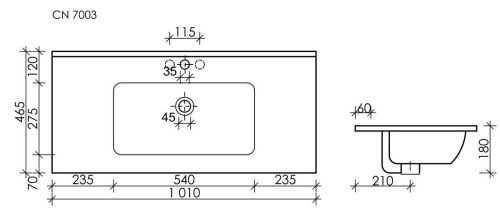 Раковина из сантехнического фарфора Ceramica Nova ELEMENT CN7003MB 100х50 накладная цвет черный 1 отверстие под смеситель - фото 4