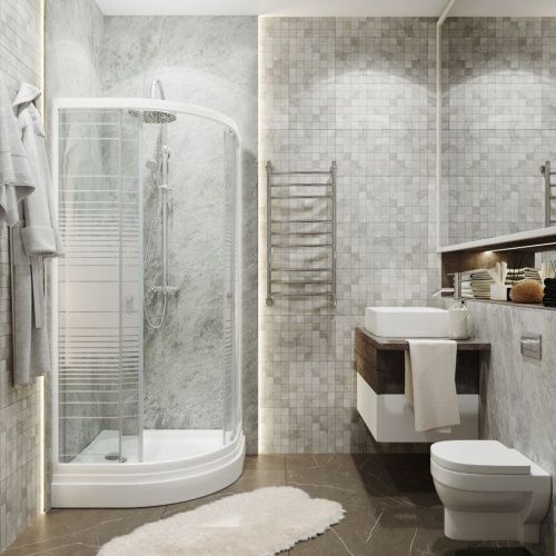 Душевой уголок Тритон Стандарт Щ0000061805 90х90 стекло с рисунком профиль белый с поддоном - фото 4