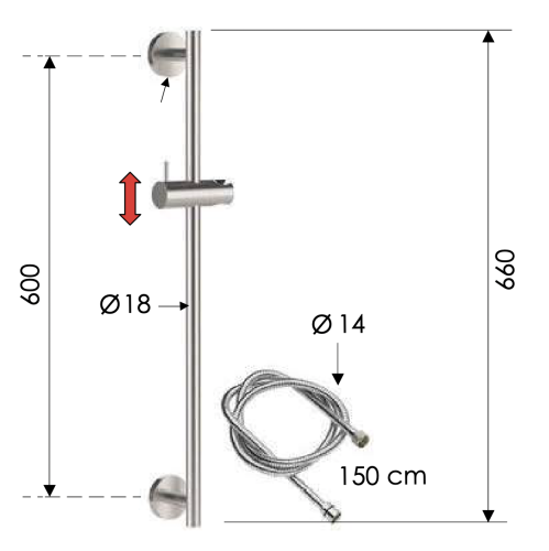 Душевая штанга Remer X Style Inox SS317M332 цвет нержавеющая сталь - фото 2