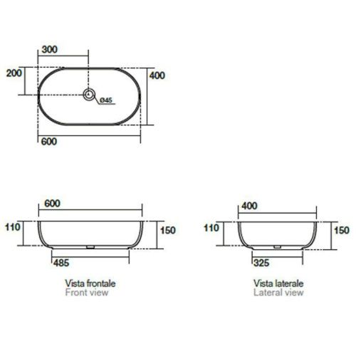 Раковина из сантехнического фарфора Kerasan Nolita 534301 60х40 накладная цвет белый без отверстий под смеситель - фото 2